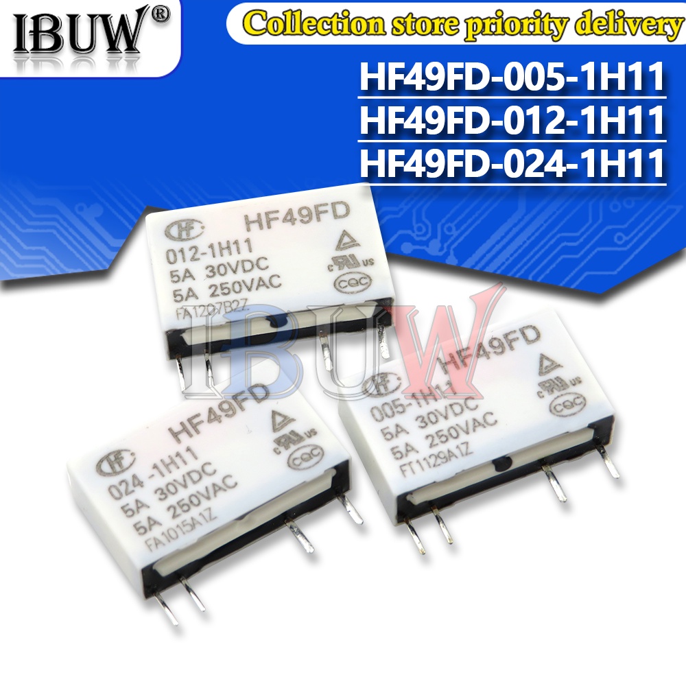 Bộ 2 Rơ Le HF49FD HF49FD-005-1H11 HF49FD-012-1H11 HF49FD-024-1H11 Hf2 024 1H11 4Pin 5A DC 5V 12V 24V 24V