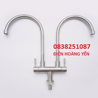 Vòi rửa chén bát lạnh ĐÔI inox 304 dùng cho 2 hộc chậu - CL2020
