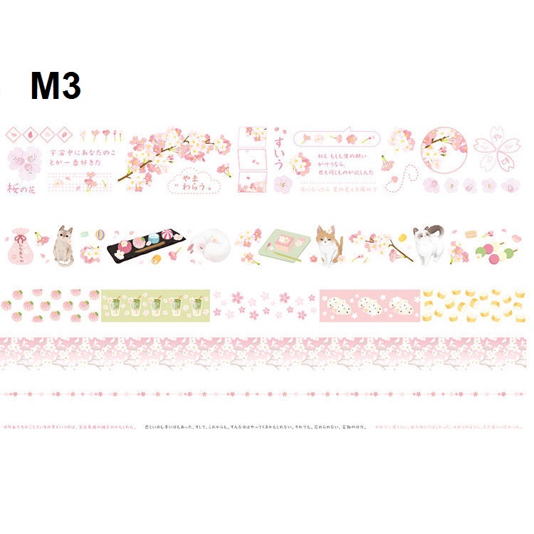 Set 6 Cuộn Băng Dính Washi Tape Văn Hóa Nhật Bản Trang Trí Scrapbook, Planner M3