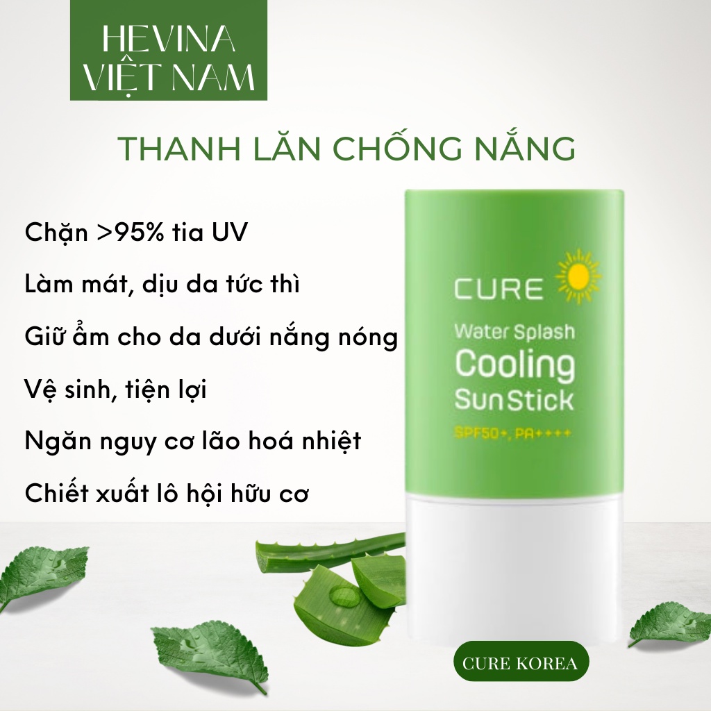 Kem Chống Nắng Dạng Thỏi Làm Mát Da Cure Water Splash Cooling SunStick SPF 50+/PA++++ 23g Nhập khẩu hàn quốc - Hevina