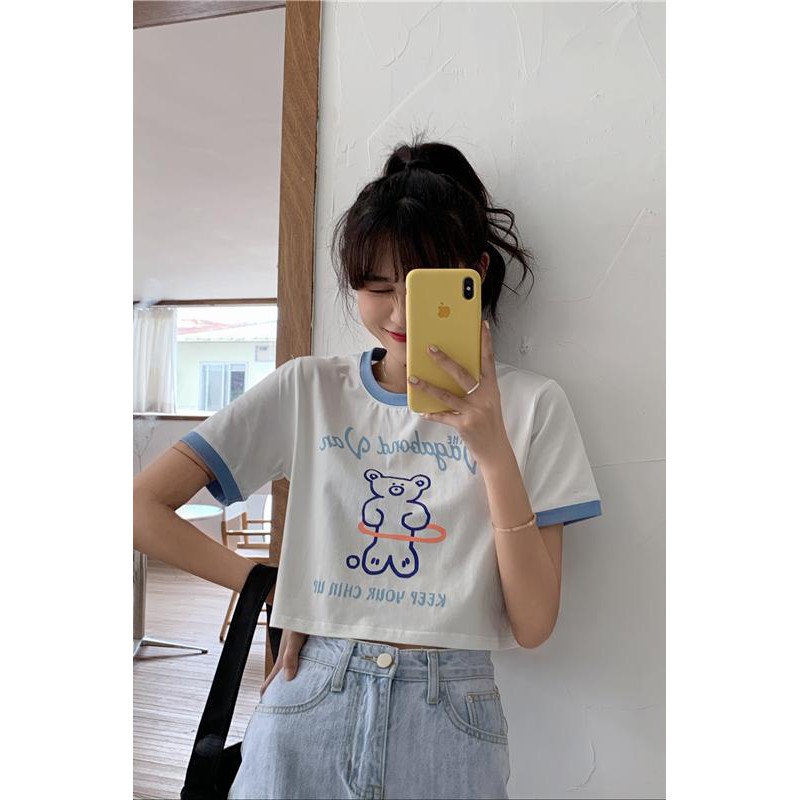 Áo thun nữ tay ngắn in hình gấu dễ thương cho phái nữ | BigBuy360 - bigbuy360.vn