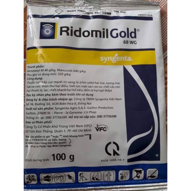[ Chất Lượng ] Thuốc Trị Bệnh Nấm vi khuẩn vàng lá, thán thư, rỉ sắt, ridomil gold 100g