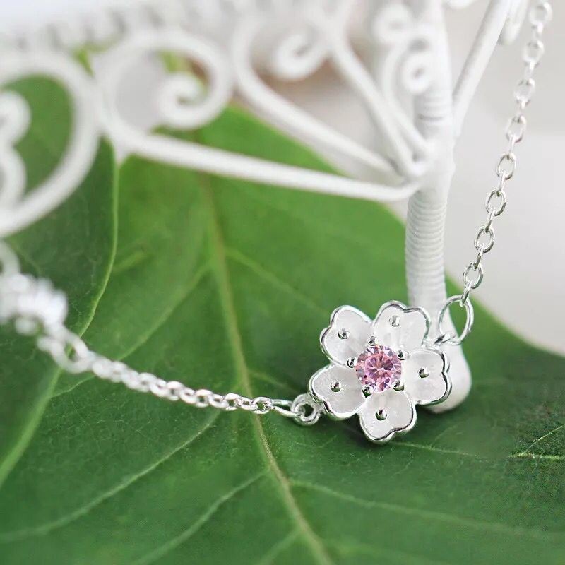 Vòng tay bạc kiểu dáng hoa đào xinh xắn phong cách Hàn Quốc ANTA Jewelry - ATJ7005