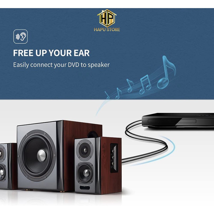 Cáp âm thanh 2 đầu hoa sen RCA - Cáp AV Ugreen 30747 dài 1m cao cấp - Hapustore