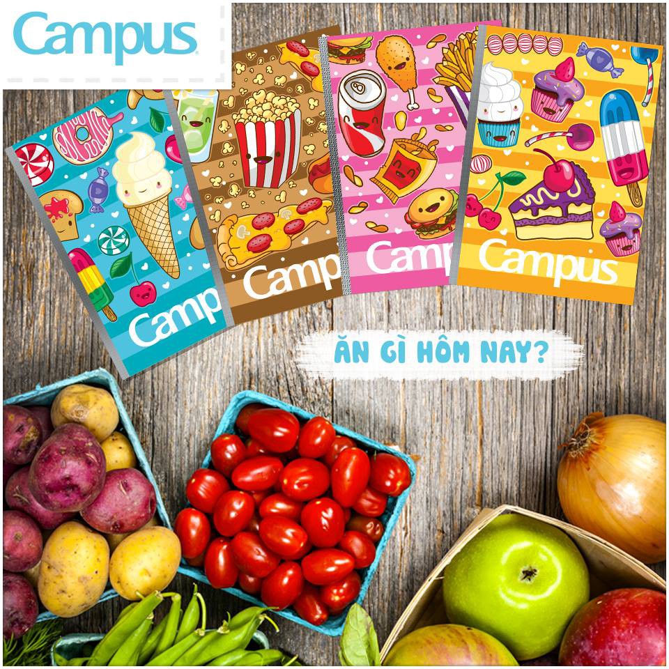 Vở CAMPUS kẻ ngang 80, 120 trang FOOD, tập kẻ ngang Campus - Soleil Home