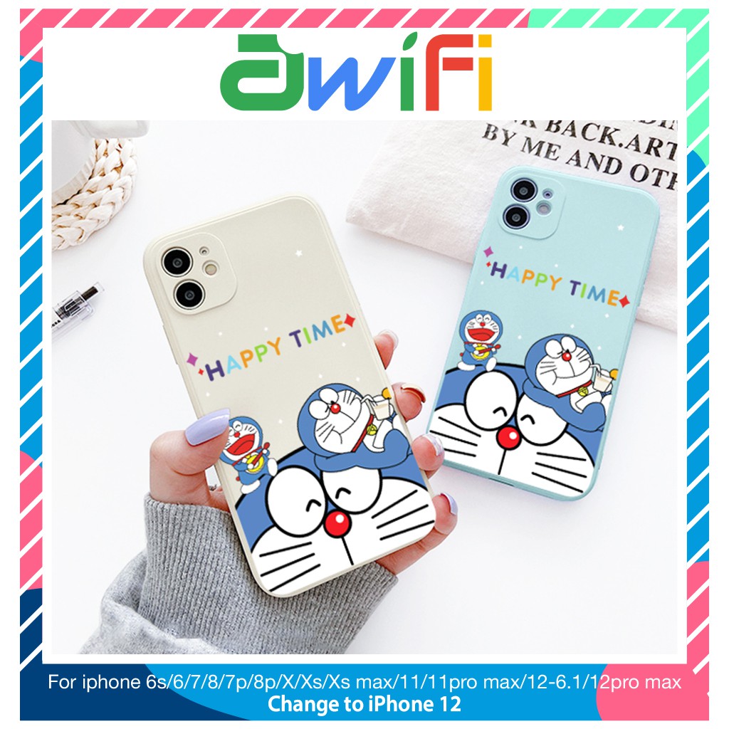 Ốp lưng iphone cạnh vuông BVC doraemon happy 6plus/6/6splus/7/7plus/8/8plus/x/xr/xs/11/12/pro/max/plus/promax-Awifi Q3-8