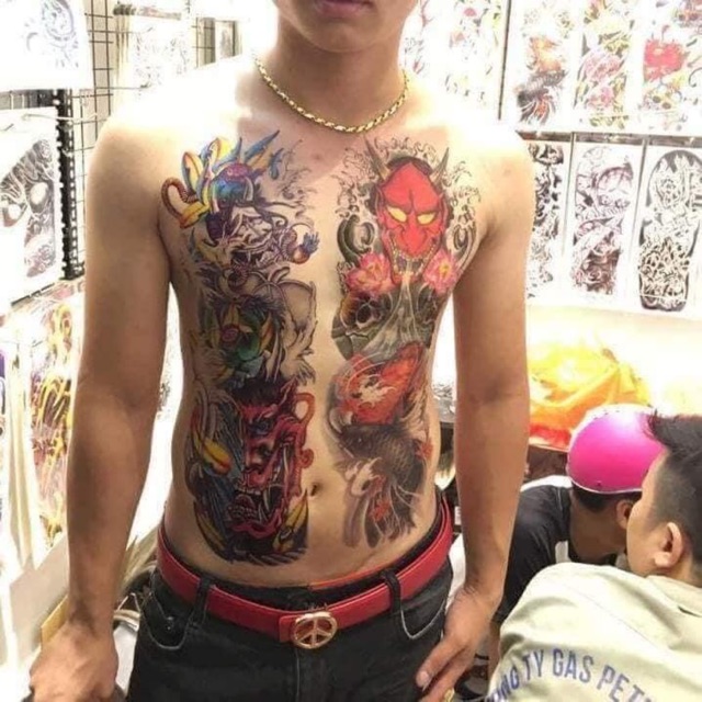 2 Tấm Hình xăm Dán ngực và kín tay