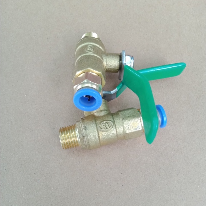 Van khóa dây hơi, ống phun sương 1 đầu ren ngoài 1/4-13mm, 1 đầu nối nhanh ống PU phi 8mm