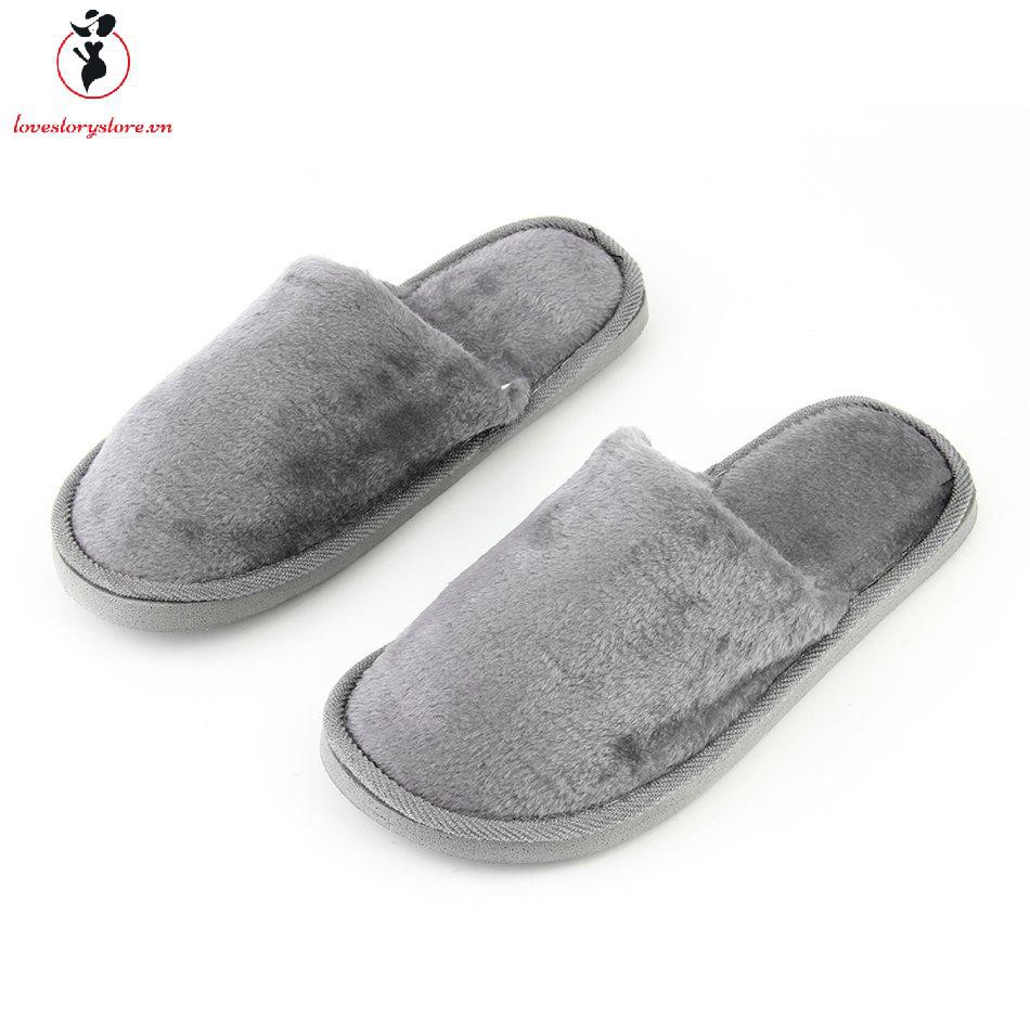 Dép Lông Vải Cotton Đi Trong Nhà Giữ Ấm Chân Chống Trượt Kiểu Dáng Xinh Xắn Thời Trang Nam Và Nữ