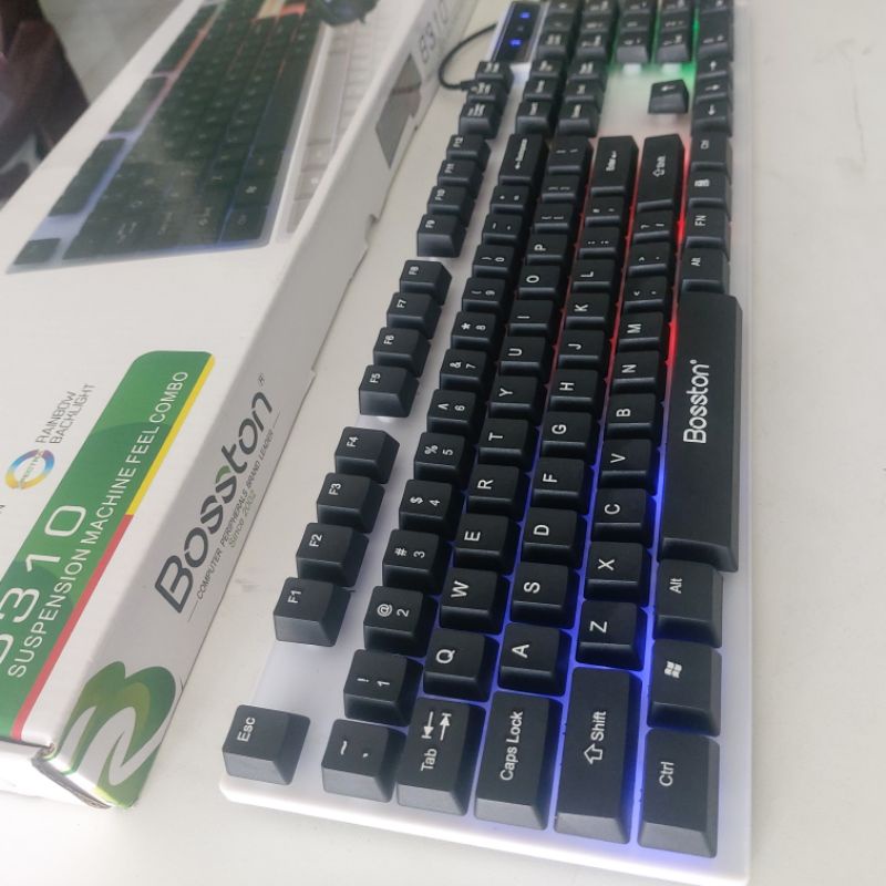 Combo chuột phím gaming Bosston 8310 giả cơ LED 7 màu (hình thực tế shop tự chụp)