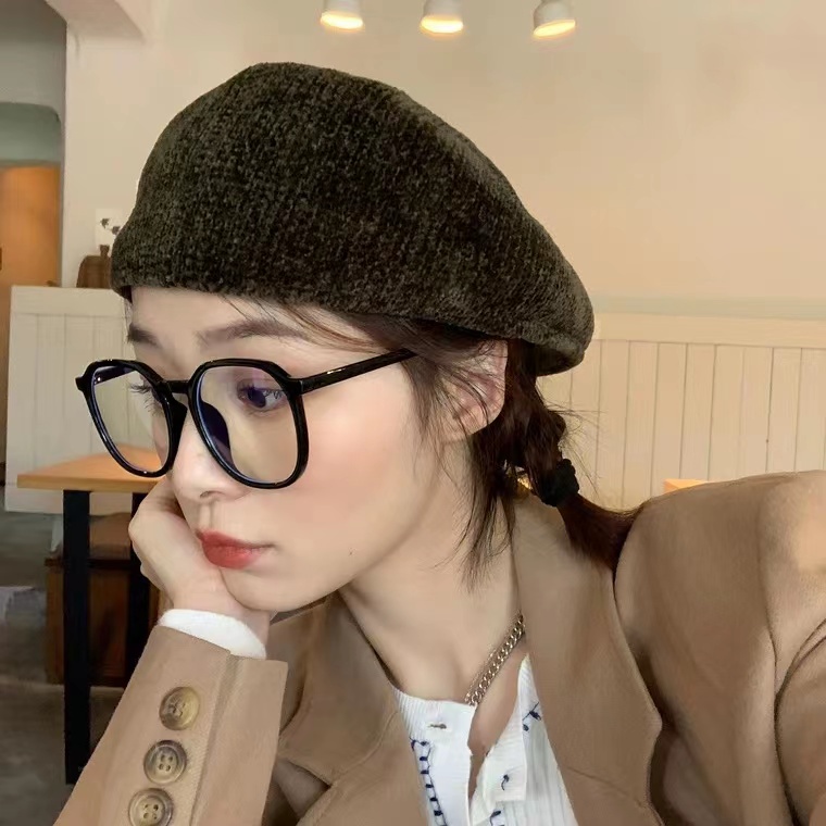 Mắt Kính Chống Ánh Sáng Xanh Gọng Lớn Tròng Vuông Màu Đen Phong Cách Hàn Quốc Cho Nữ