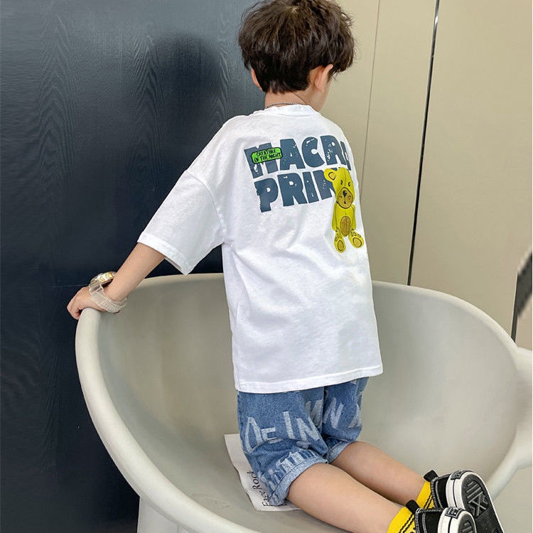 Áo Thun Ngắn Tay In Chữ Hoạt Hình Thời Trang Cho Bé Trai
