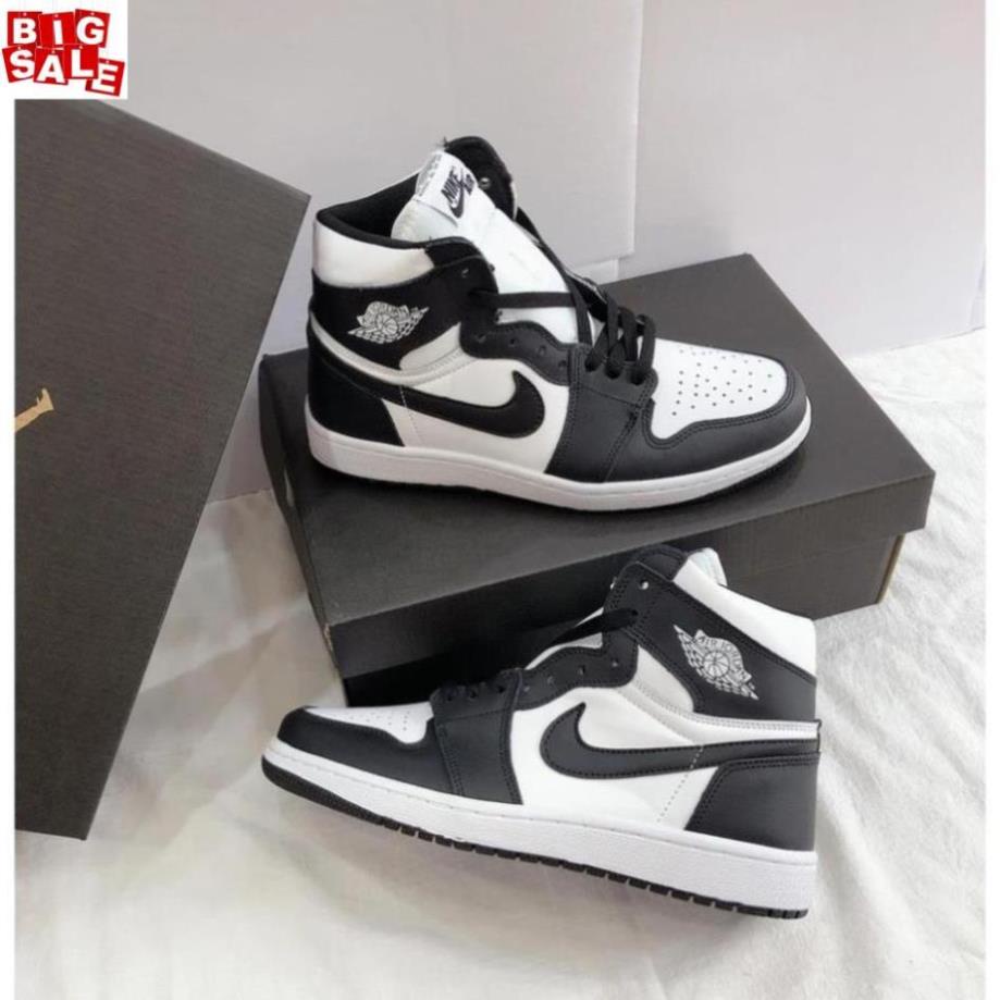 ️🥇 Giày Sneaker Nam Nữ Đen Trắng Giá Rẻ, Giày Nike Air Jordan Panda High, JD1 Cổ Cao Da Xịn Chống Nước _mi9 : ! '