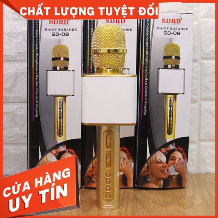 Micro Karaoke bluetooth liền loa Chất lượng cao âm thanh chuẩn hát bắt tiếng Magic sd08 New bản mới nhất