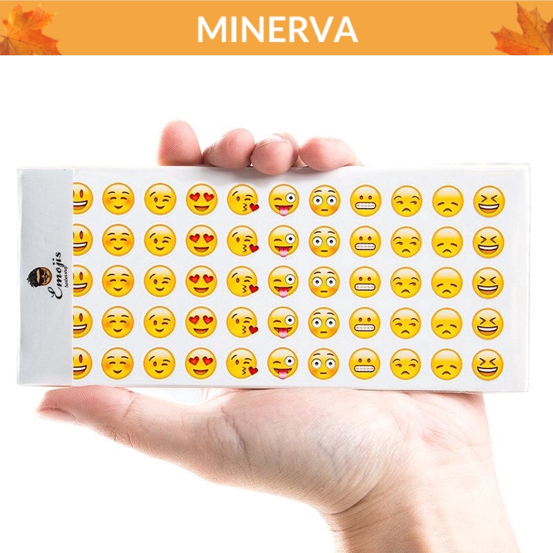 Set 3 tờ sticker nhãn dán emoji biểu tượng cảm xúc dễ thương trang trí sổ tay, thiệp, lịch để bàn, quà tặng