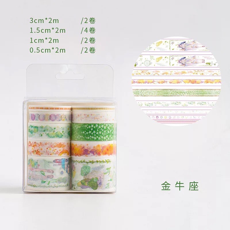 Set 10 cuộn băng dính Washi Tape cung hoàng đạo nhiều kích thước