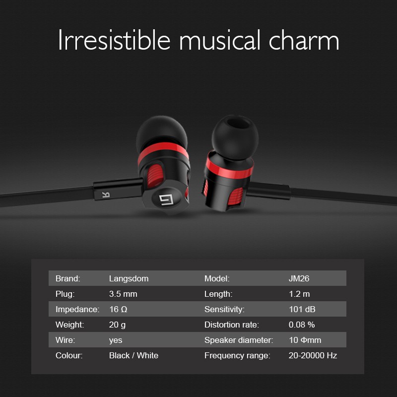 Tai nghe nhét tai earphone Langsdom JM26 / PTM T2 Super Bass