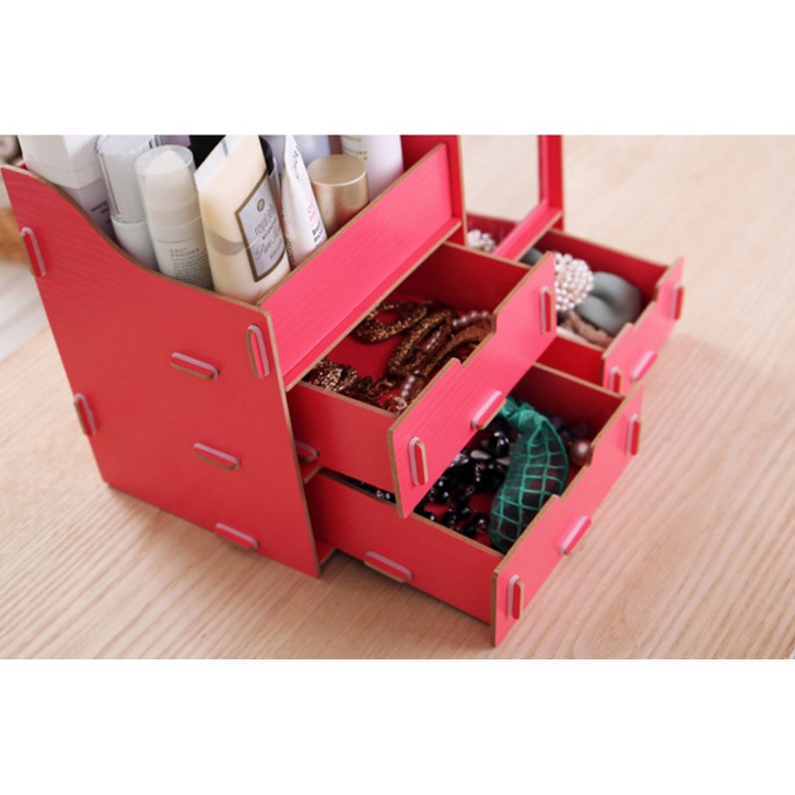 Kệ dựng mỹ phẩm, đồ cá nhân 3 ngăn có gương kích thước 26.5*14.5*19 cm