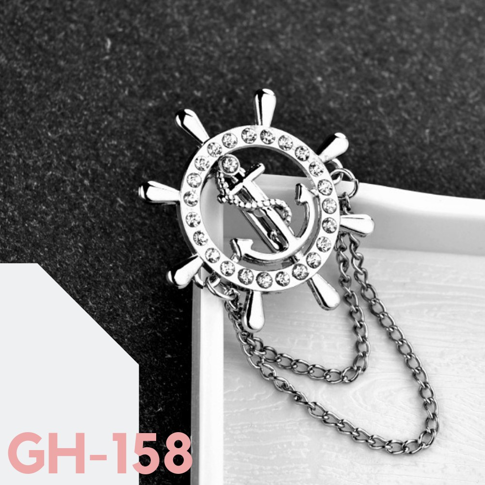 Ghim cài áo Vest Nam, cài áo Măng-tô Nam hình bánh lái tàu dây ngắn - GH-122-157-158 - AdamZone