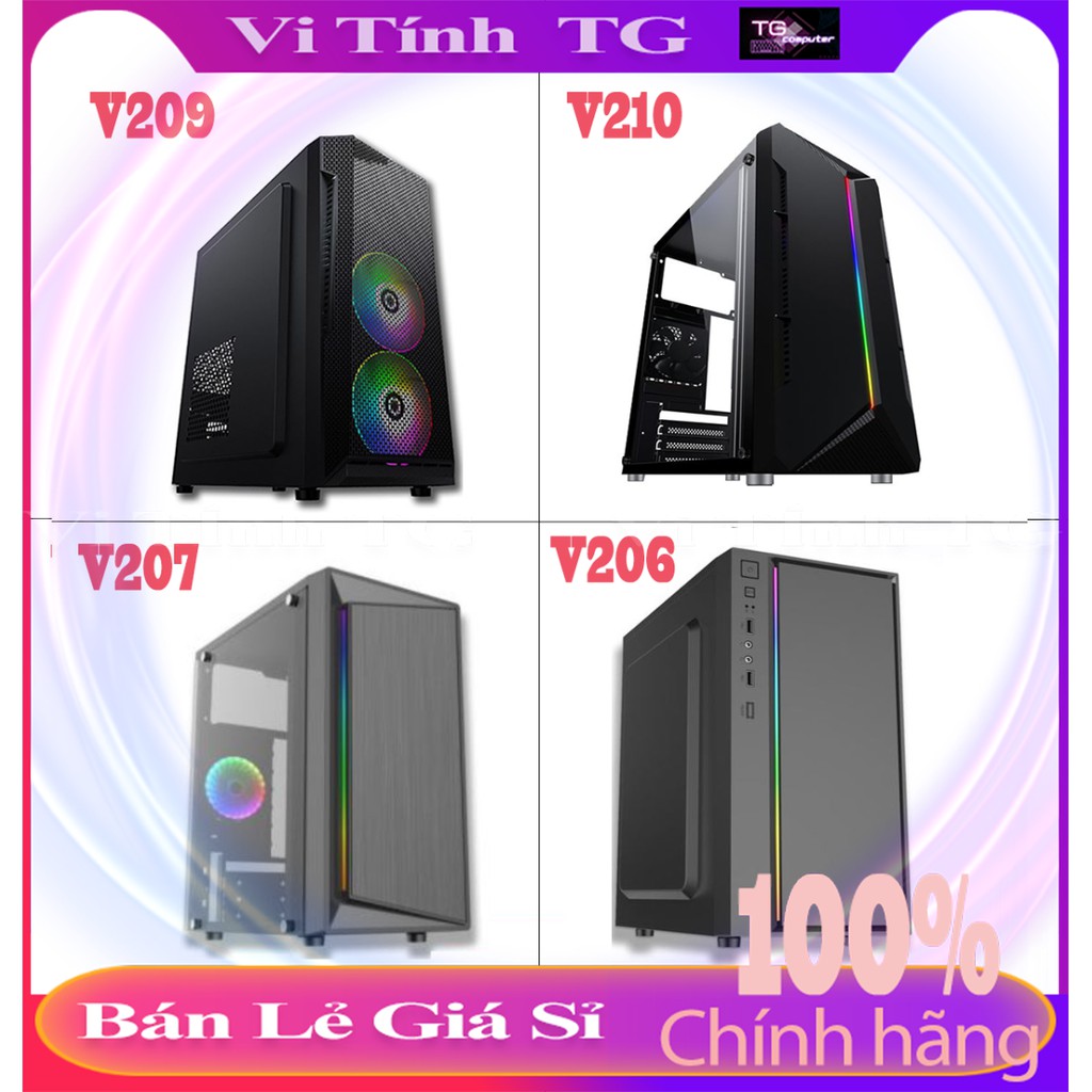 Case nhỏ gọn siêu chất đèn LED v206, v210 , v207, v209 - Thùng máy tính giá rẻ Vi tính TG