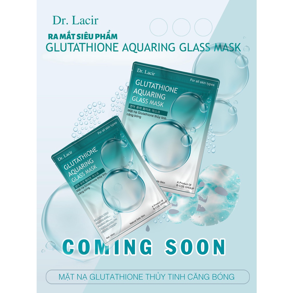 Mặt Nạ Thủy Tinh Căng Bóng Glutathione Drlacir,giúp dưỡng trắng da,ngăn ngừa lão hóa,phục hồi da (Miếng Lẻ)