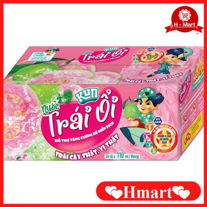 Sữa Kun Túi Vị Ổi Thùng 24 Túi x 110ml Hạn Sử Dụng 6 Tháng