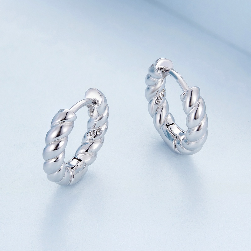 BAMOER Bông Tai Bạc 925 DạNg XoắN ThờI Trang