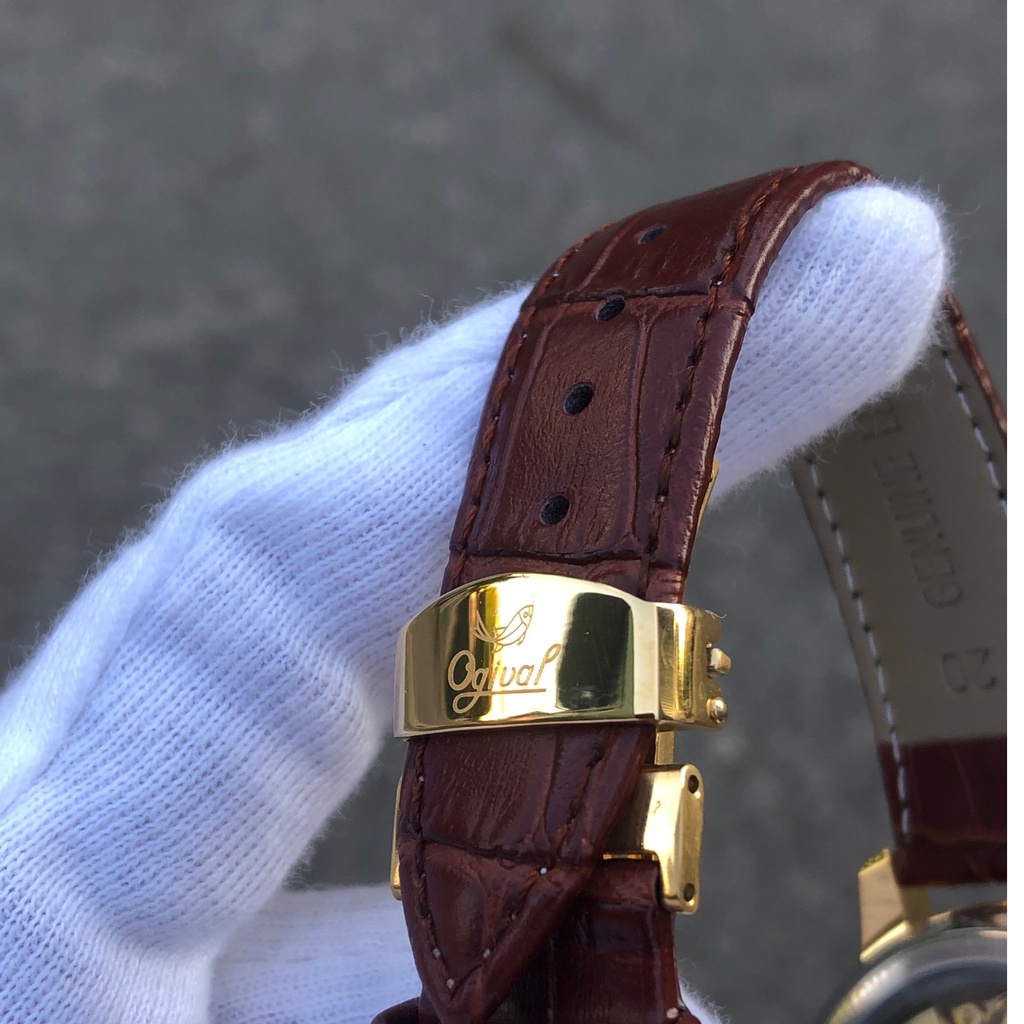 đồng hồ đeo tay nam automatic ( cơ ) chạy tích cót - đồng hồ ogival bát mã truy phòng full box