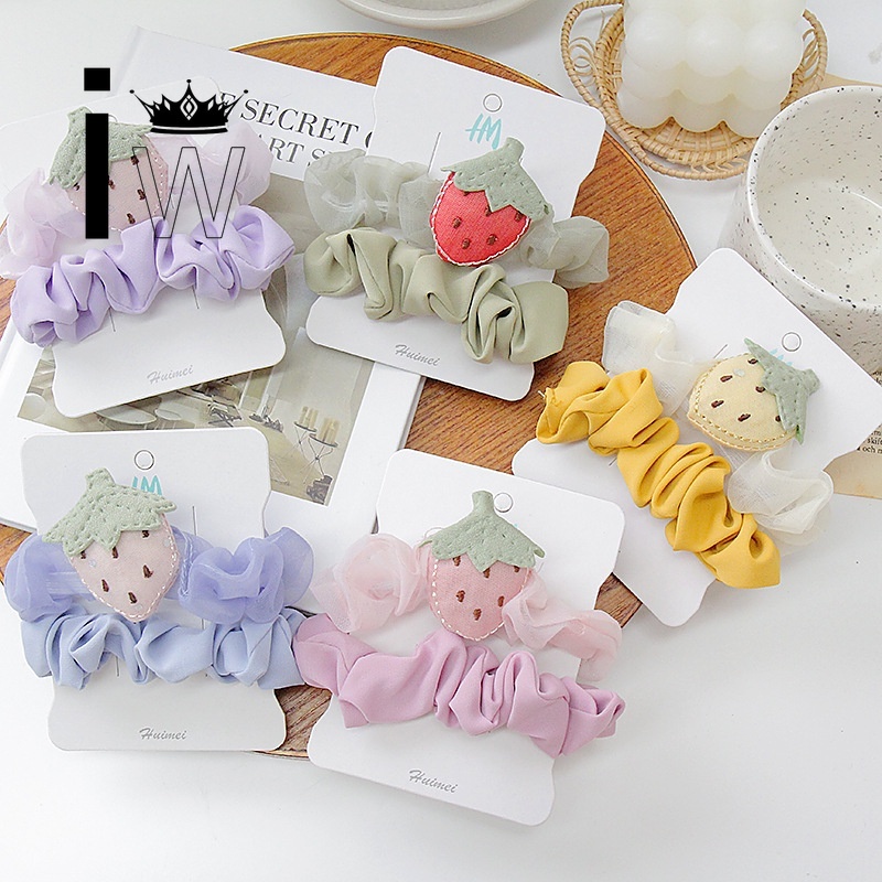 Set 2 Dây Cột Tóc Hình Trái Dâu Thời Trang Cho Nữ