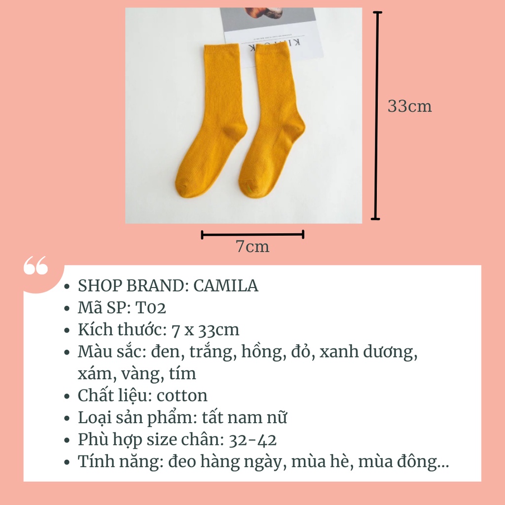 Tất nữ cổ cao cute dễ thương chất liệu cotton Hàn Quốc CAMILA T02