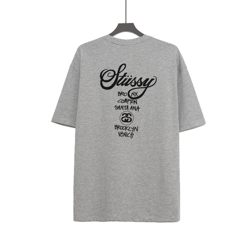 STUSSY Áo thun tay ngắn cổ tròn dáng rộng ST6 #