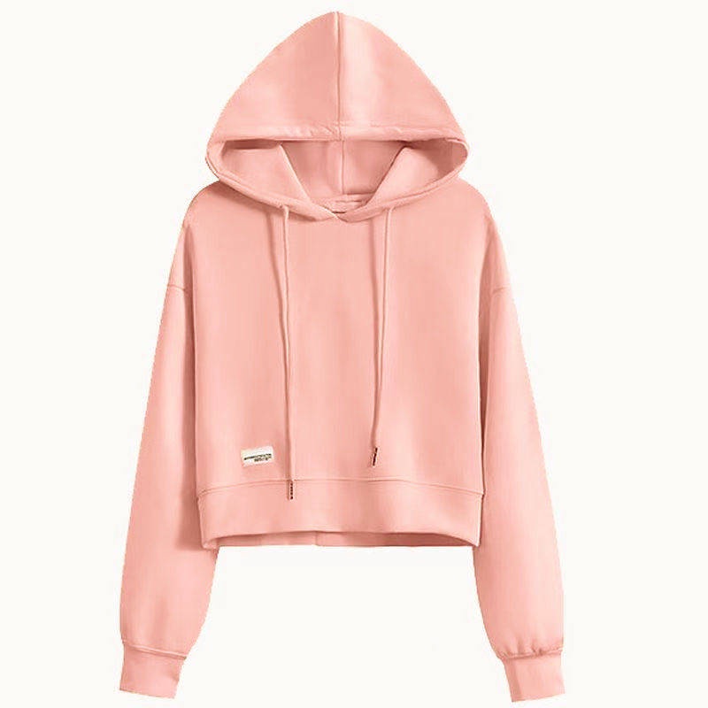 Áo Hoodie Lửng Tay Dài Màu Sắc Ngọt Ngào Thời Trang Xuân Thu Cho Nữ