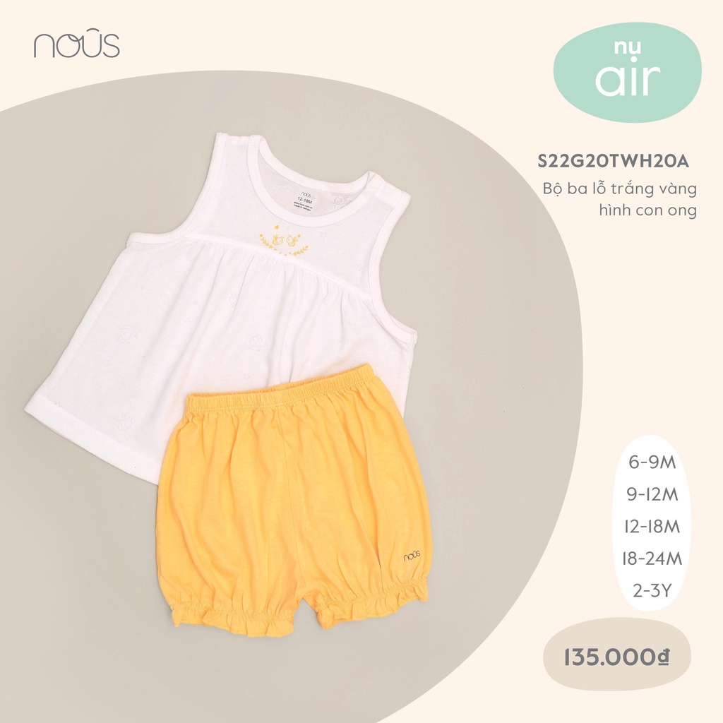Bộ quần áo ba lỗ Nous Air trắng vàng hình con ong (6 tháng - 3 tuổi)