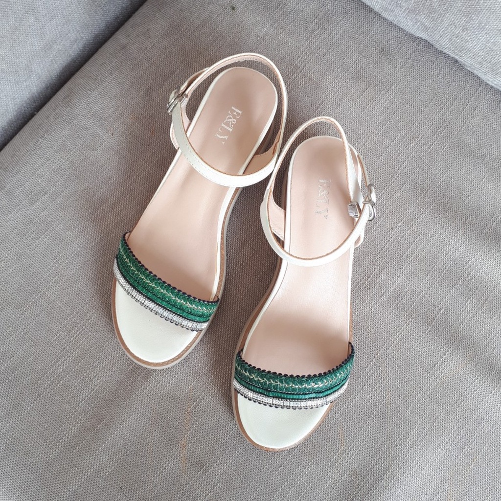 Giày sandal Dusto quai ngang, đế xuồng cao 6.5cm (size 37-235)