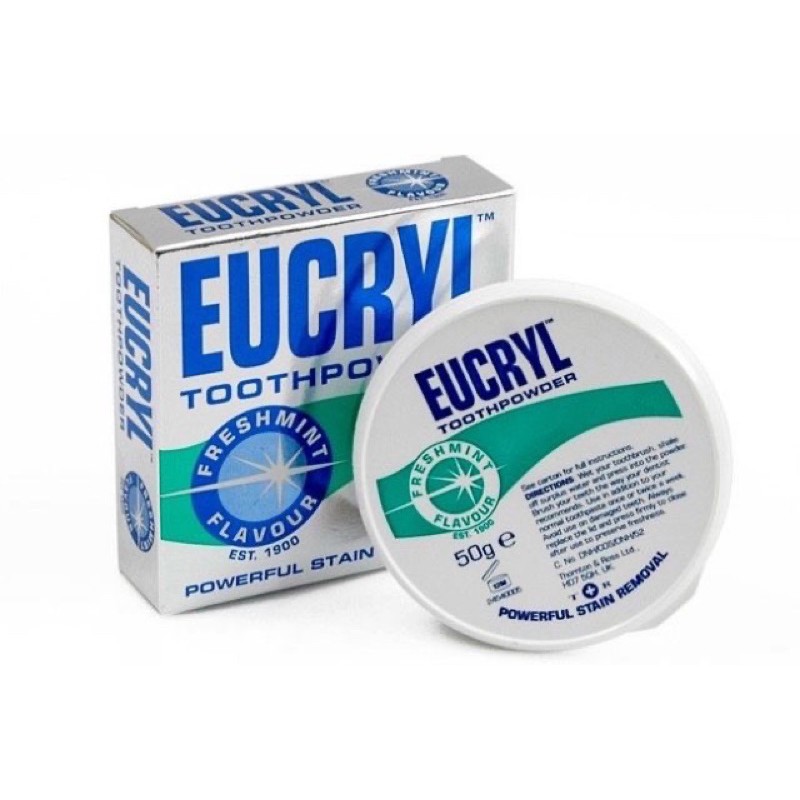 [EUCRYL] Bột làm trắng răng hương Bạc Hà EUCRYL Tooth Powder Freshmint 50gr