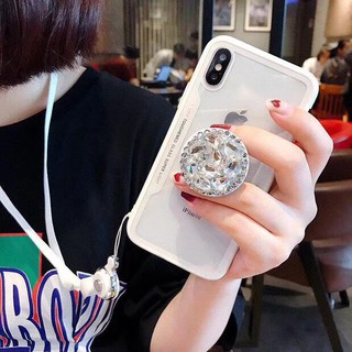 ỐP KÍNH KÈM POPSOCKET ĐÁ HOA SANG CHẢNH - CHO IPHONE