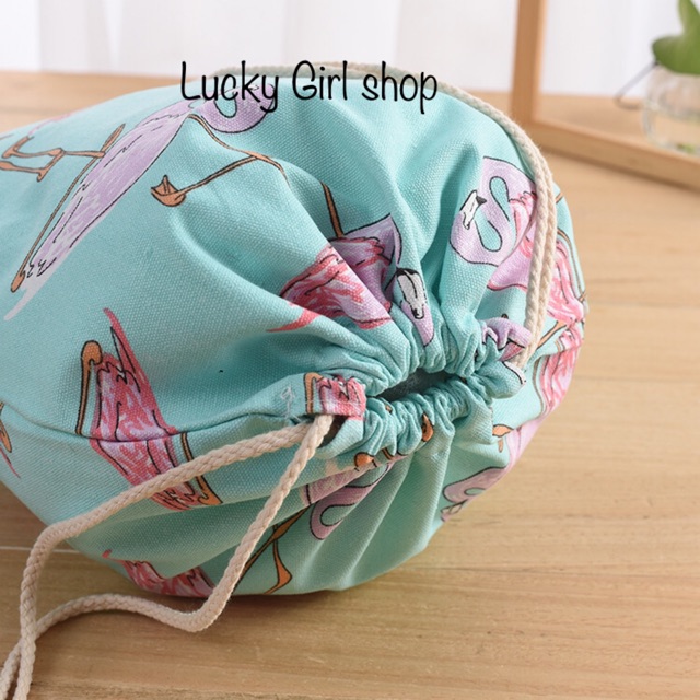 🎒Ba lô dây rút miệng, họa tiết hồng hạc, vải bố BỀN ĐẸP CHẤt - Lucky Girl shop