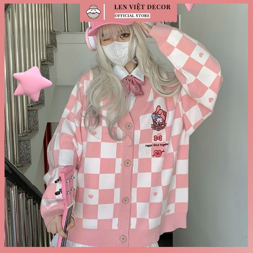 Áo len Cardigan Kuromi dáng rộng phong cách Y2K