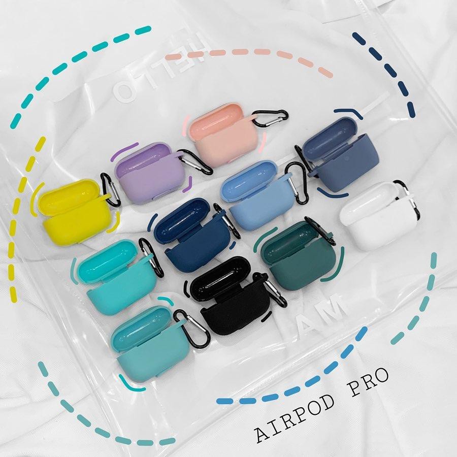 Case Airpod Pro - Ốp Airpod Pro - Trơn nhiều màu ( kèm móc sắt )