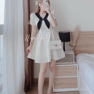 Đầm váy nữ tiểu thư dáng xòe phối nơ cho nàng đi chơi dự tiệc dễ thương sang chảnh