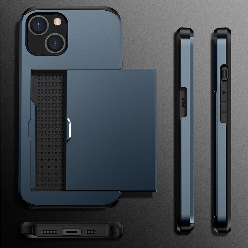 Ốp Điện Thoại Chống Sốc Có Ngăn Ví Đựng Thẻ Cho iphone 13 pro 12 mini 11 pro max