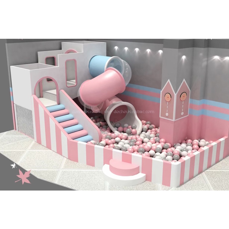 Cầu trượt nhà bóng mầu hồng kid home - Nhà bóng màu hồng mini cho bé vui chơi siêu hấp dẫn