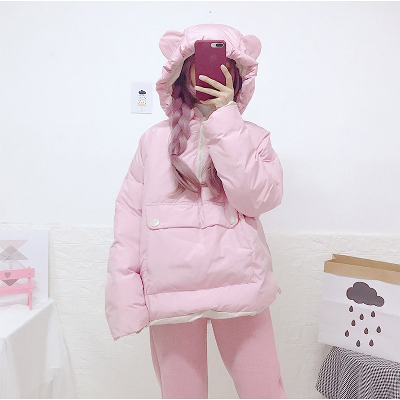Áo phao 3 lớp tai thú phong cách Nhật cute | BigBuy360 - bigbuy360.vn
