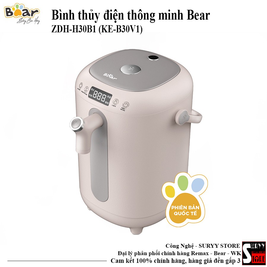 Bình đun nước giữ nhiệt thông minh Bear ZDH-H30B1 (KE-B30V1), Khử Clo - BH 18 tháng