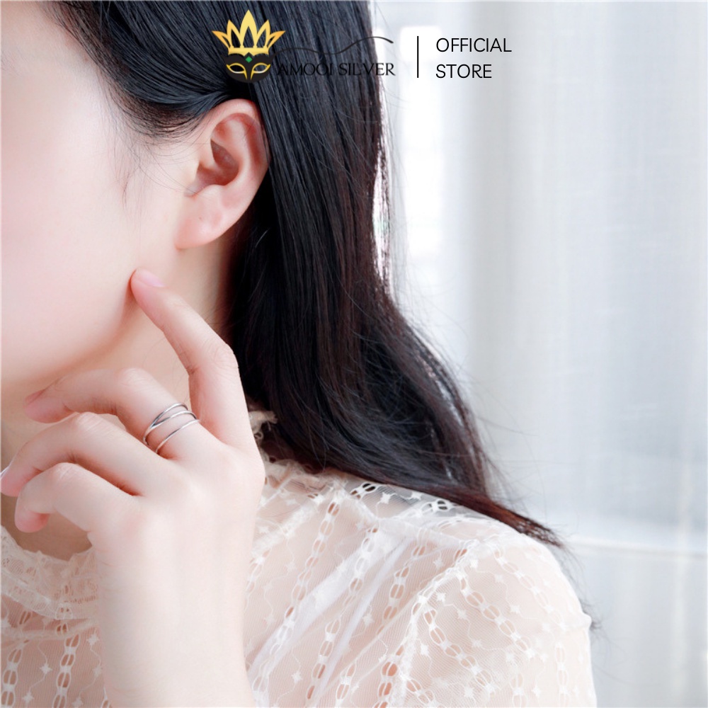 Nhẫn bạc S925 3 lớp xoắn dạng thanh mãnh - Amooi Silver AN104