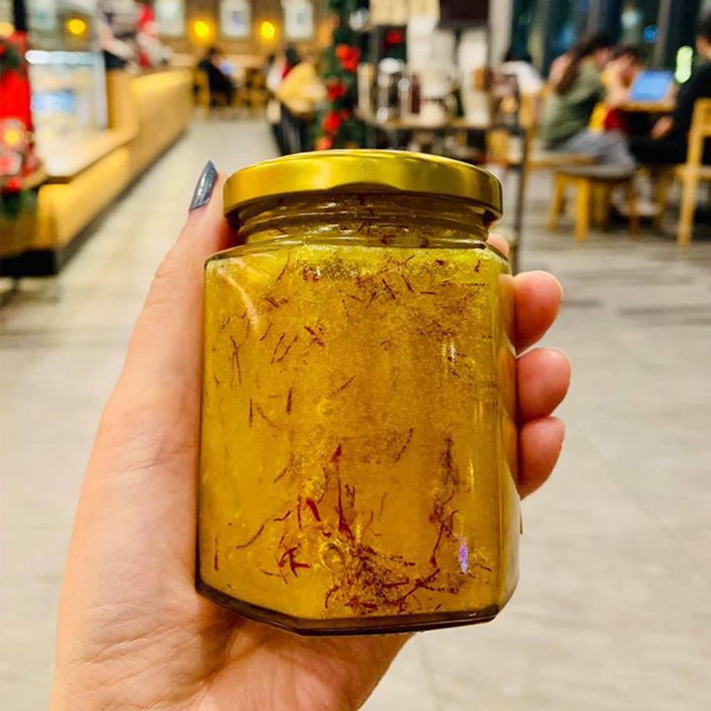 [Mật Ong Nguyên Chất] Mật Ong Tinh Bột Nghệ Nhuỵ Hoa Nghệ Tây - Saffron Turmeric Honey 180ml, Quà Tặng Vàng Cho Sức Khỏe