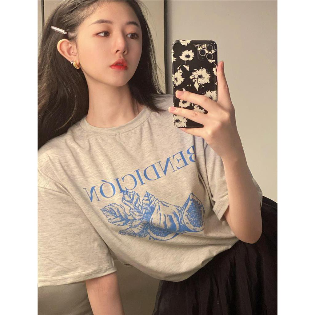 SUXI Áo Thun Nữ Tay Ngắn Dáng Rộng Phong Cách Hàn Quốc