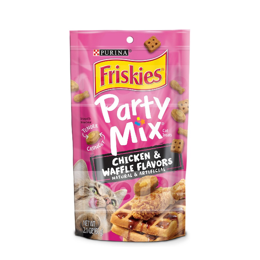 Purina Friskies Party Mix Vị Gà và Bánh Quế Bánh Thưởng Cho Mèo 85g (USA)