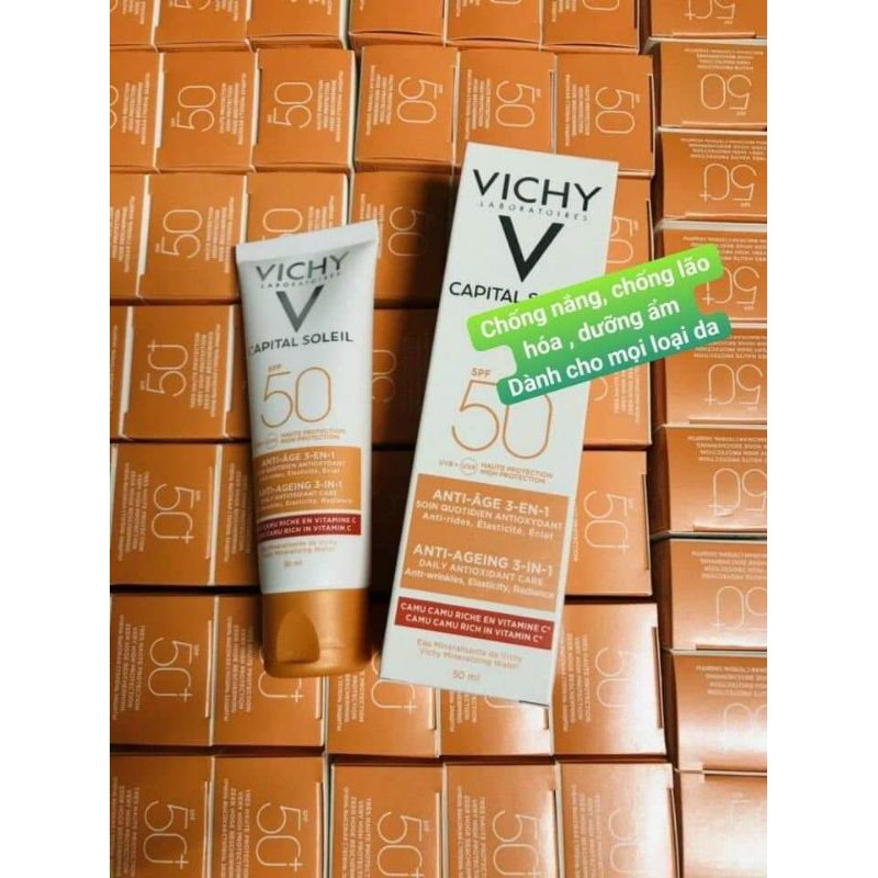 Kem chống nắng Vichy SPF 50+(vạch đỏ)chống lão hóa , dưỡng ẩm cho mọi loại da
