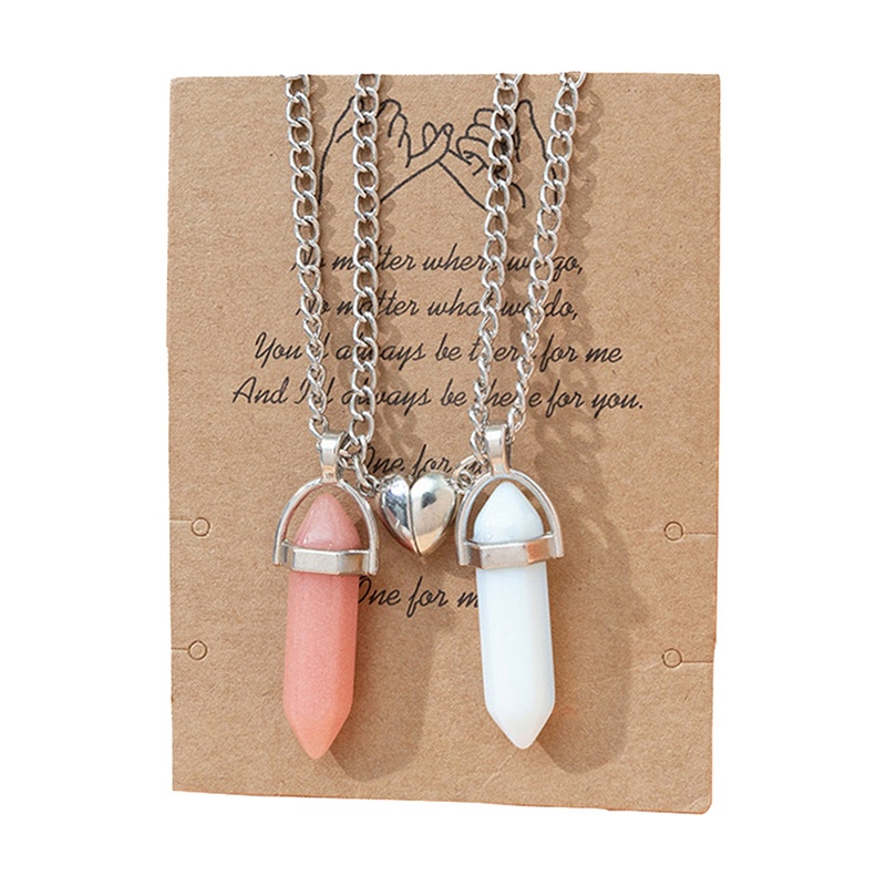 Vòng cổ Mặt Đá Thạch Anh Có Nam Châm Hình Trái Tim Cho Cặp Đôi